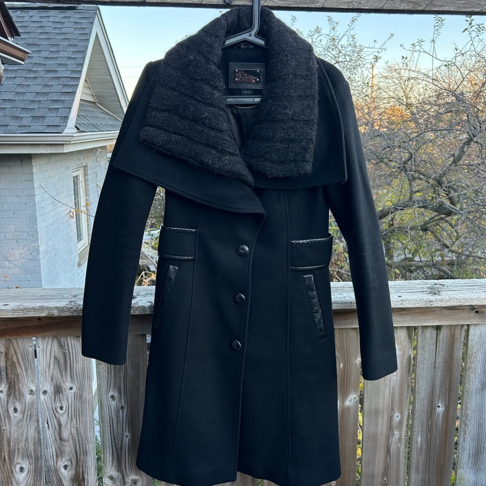 Mackage Wool Coat with Removable Knit Collar
